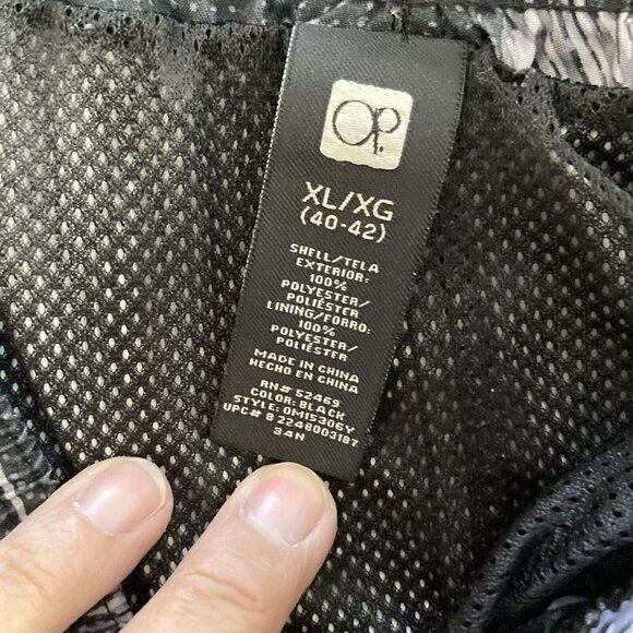 OP Mens Black Silver Gray Palm Trees Swim Trunks Shorts Lined Size XL 40-42 - Picture 7 of 12